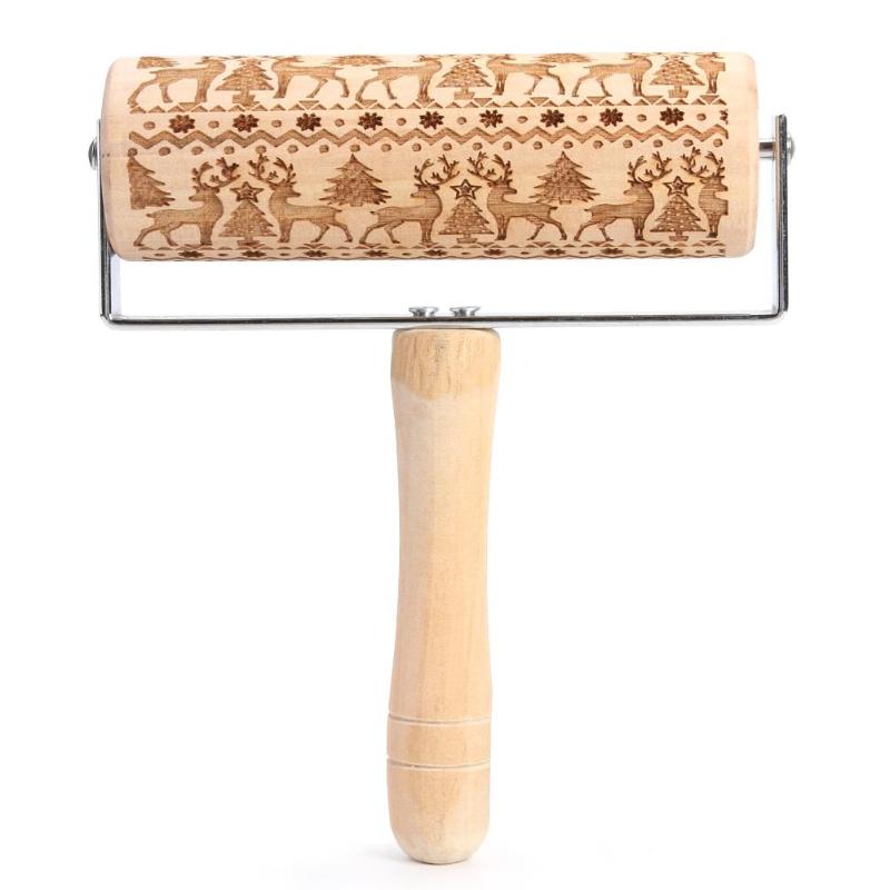 Kerst reliëf deegroller hert cartoon sneeuwvlok boom patroon reliëf koekjes noedel fondant taartdeeg gegraveerde roller: Ik
