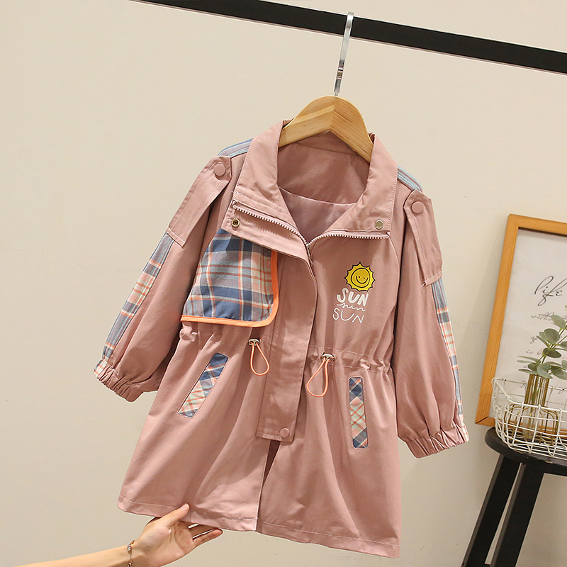 2022 autunno bambini Patchwork Trench giacca a vento ragazze allentate Casual cerniera giacche giacca in vita moda bambini top abbigliamento
