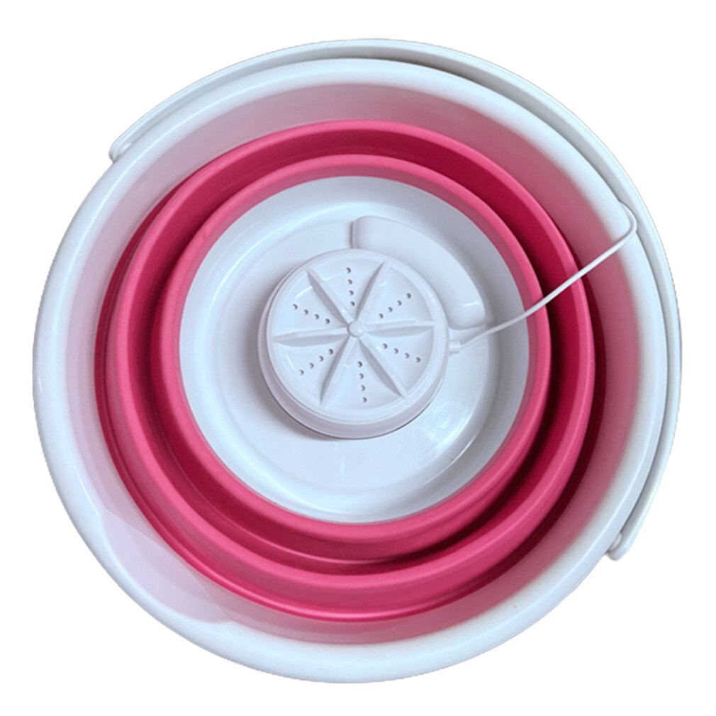 Lave linge pliant ultrasons Turbo Mini lave linge Mini chaussettes et culottes nettoyage artefact: Rose