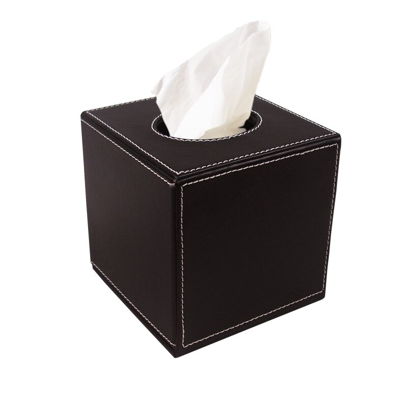 Marble Cube Square Tissue Box PU Leather Roll Tissue Holder Toilet Paper Box Napkin Case Cover Canister Dispenser holder: A037 BROWN
