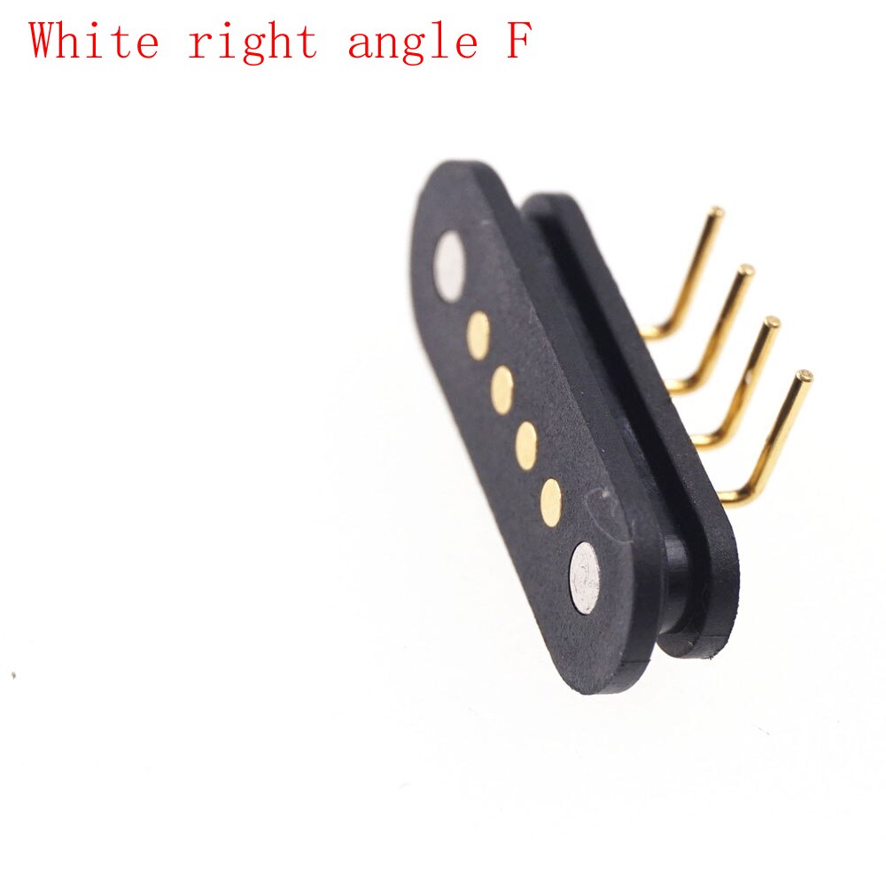 1Sets Magnetic usb charging cable Male Female Pogo Pin connector 4pin Pitch 2.5mmthrough hole Power Data Magnets contact Pad PCB: White right angle F