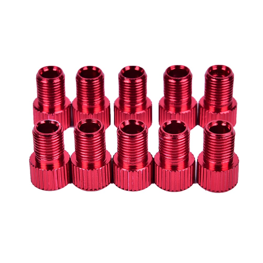 10PCS Bike Valve Adaptor Pump Bicycle Convert Tube Pump Tool: Red