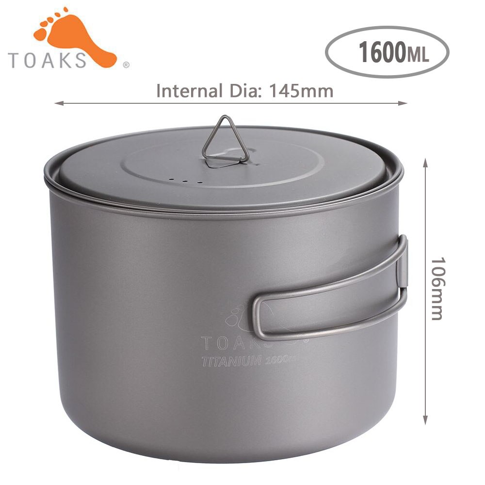 Toaks 550ml 650ml 750ml 1100ml 1300ml 1600ml udendørs vandreture camping picnic titanium pot krus skål let campingudstyr