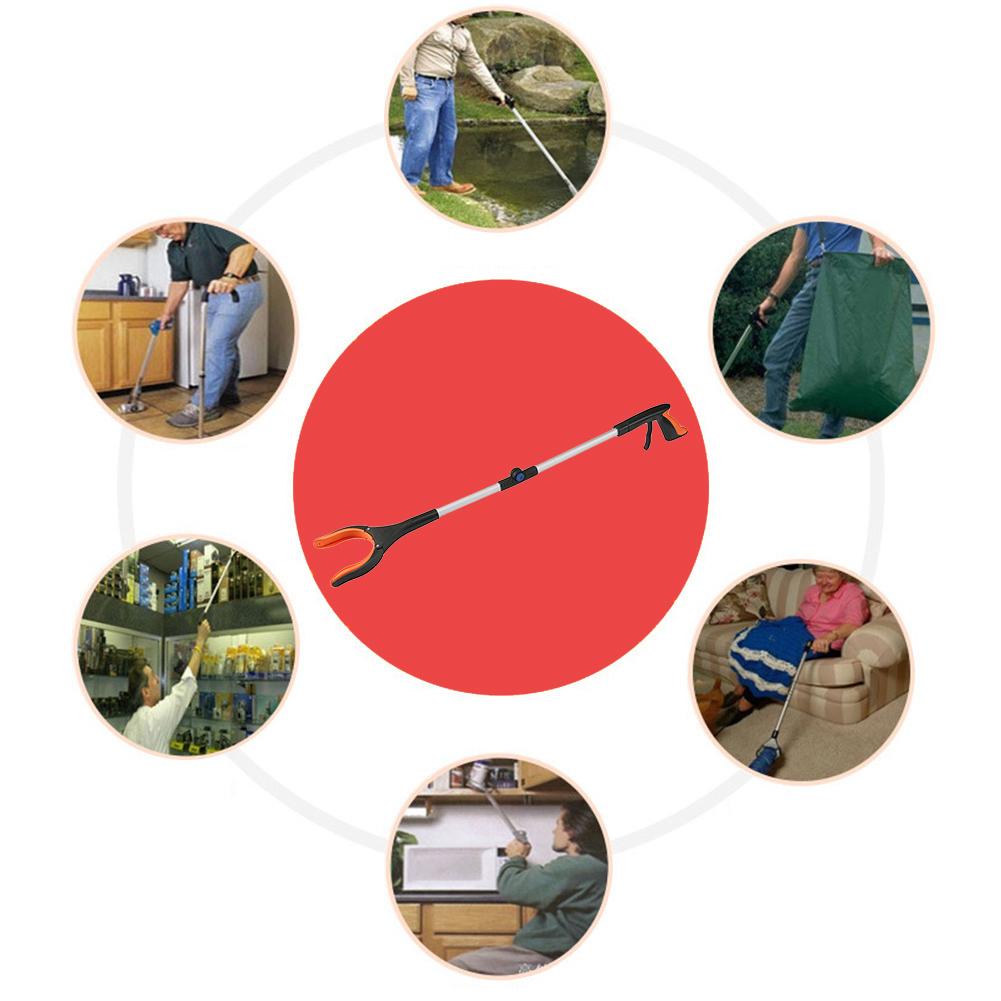 32inch Foldable Long Trash Clamps Grab Pick Up Tool Folding Garbage Clip Curved Handle Portable Trash Pickup Grabber Tool