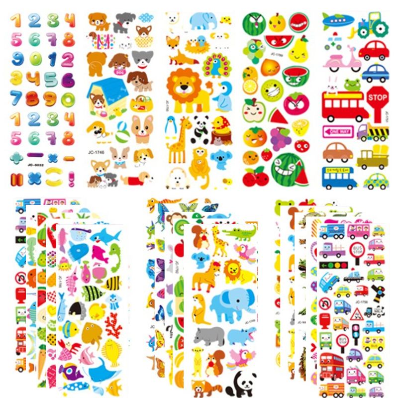 3D Stickers Voor Kids &amp; Peuters 500 + Puffy Stickers Verscheidenheid Pack Voor Scrapbooking Inclusief Dier, Numbe: Default Title