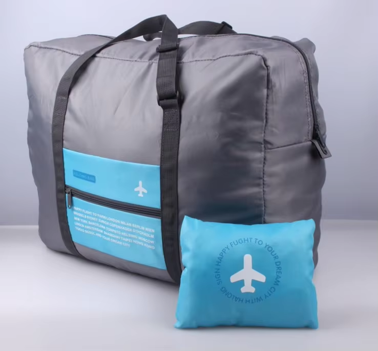 Nueva bolsa de equipaje de viaje impermeable plegable, bolsa de almacenamiento de equipaje de gran capacidad, bolso de viaje para equipaje de embarque, adecuado para bu: Azul
