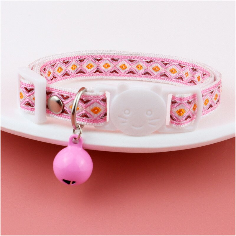 Étnico Jacquard Collar de gato con campana ajustable gatito cuello Correa hebilla de seguridad Anti-asfixia Collar para mascota mascotas suministros: 05