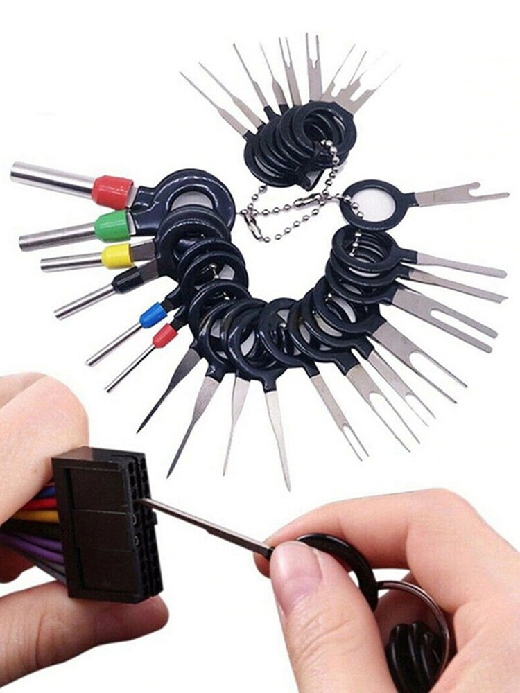 26Pcs/Lot Car Stainless Steel Plug Terminal Ejector Removal Tools Pin Needle Retractor Pick Electrical Wire Puller Tools Parts