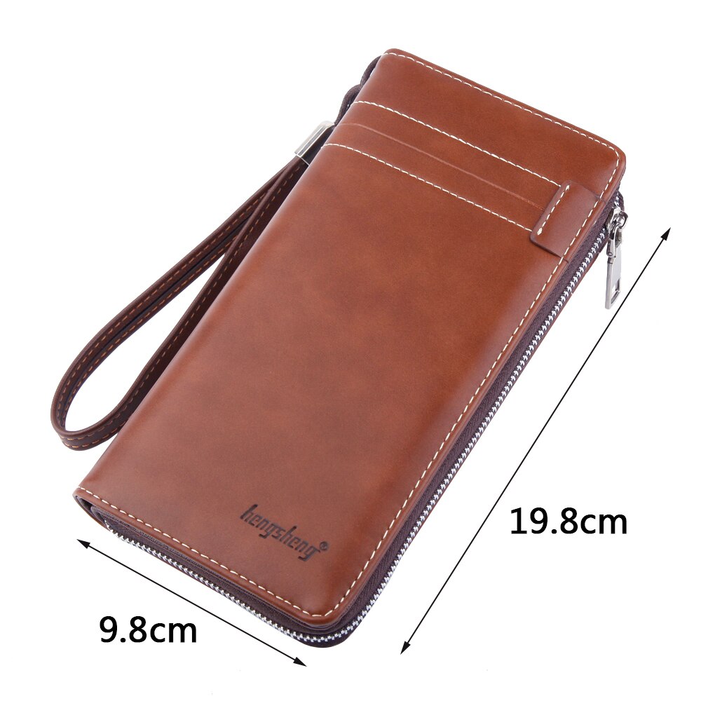 Lederen Heren Portemonnee Mannelijke Hand Tas Mobiele Telefoon Coin Credit Kaarthouder Rits Grote Capaciteit Lange Portemonnee Voor Heren