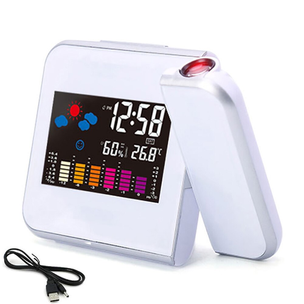 Alarm Clock 7 Colors changing LED Clock With Weather Station Thermometer Calendar Date LED Projection Digital Clock