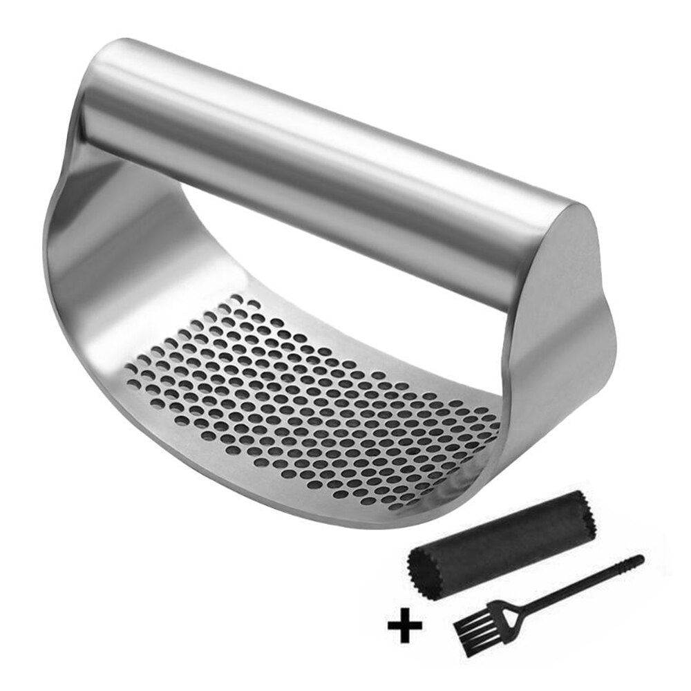Stainless Steel Garlic Press Rocker Roller Slice Manual Ginger Garlic Crusher Mincer Squeezer Cooking Tool Kitchen Gadgets: press brush wrap