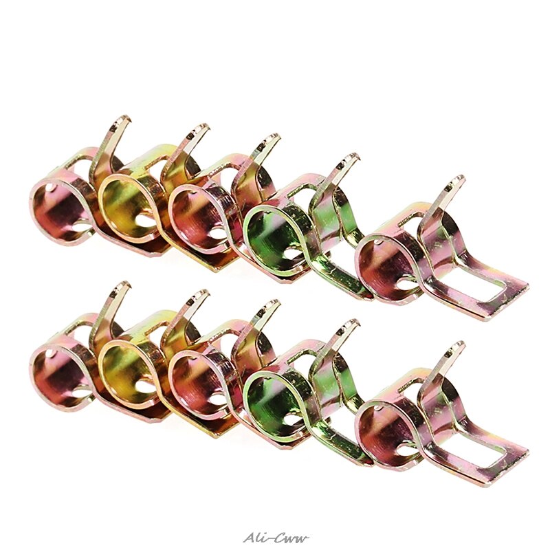 10Pcs 5-22mm Spring Clip Fuel Line Hose Water Pipe Air Tube Clamps Fastener