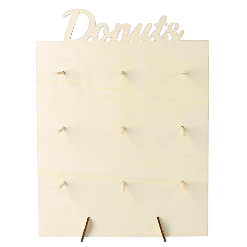 Soporte de madera para Donuts, de cumpleaños, boda, puesto de exhibición para postre: E