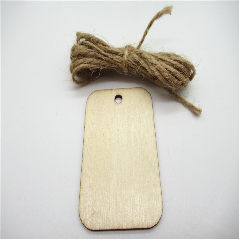 20/50/100pcs 52*35mm Natuurlijke Vierkante label opknoping patroon hout Scrapbooking Handgemaakte Carft voor home decoratie diy Q13