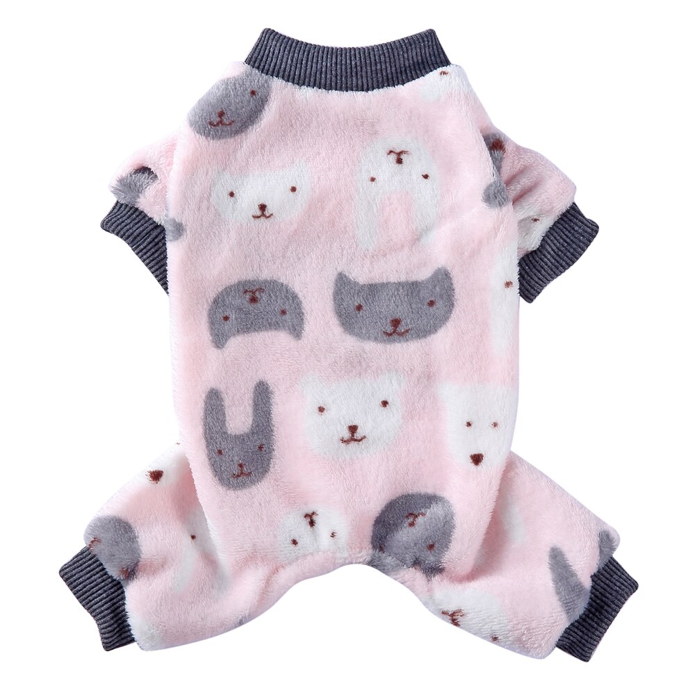 Pomeranian Clothing Dog Pajamas Winter Dog Clothes Print Warm Jumpsuits Coat for Small Dogs Puppy Dog Cat Chihuahua: Pink Rabbit / XL