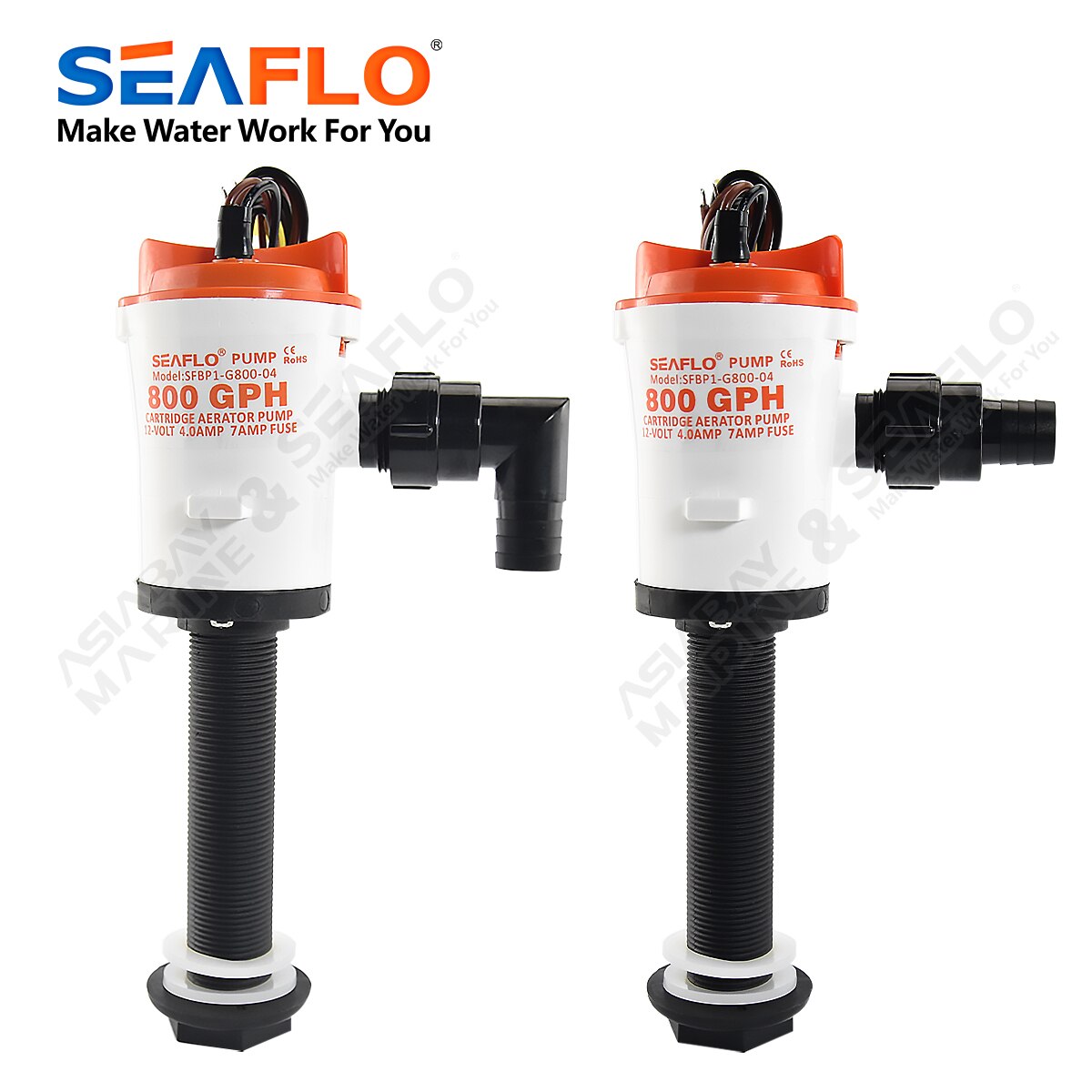 Seaflov 800 gph Livewell Aeration Pump fishing Boat Live Bait tank Aerator water Pump Fish Saver Marine Submersible Cartridge