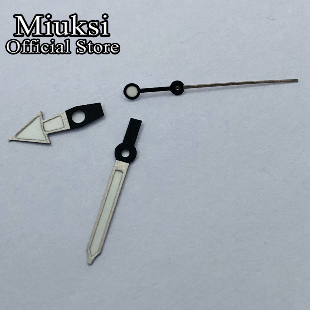 Miuksi-manecillas de reloj plateadas, accesorio verde, superluminoso, se ajusta al movimiento NH35 NH36