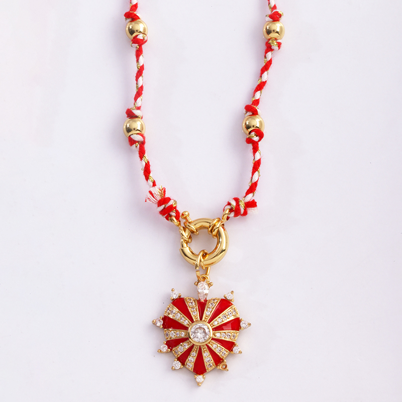 Cordón de algodón natural estilo bohemio, joyería con cuentas anudadas largas, amuleto de suéter de cuerda trenzada colorida, suministros de para de verano y playa: Oro oscuro
