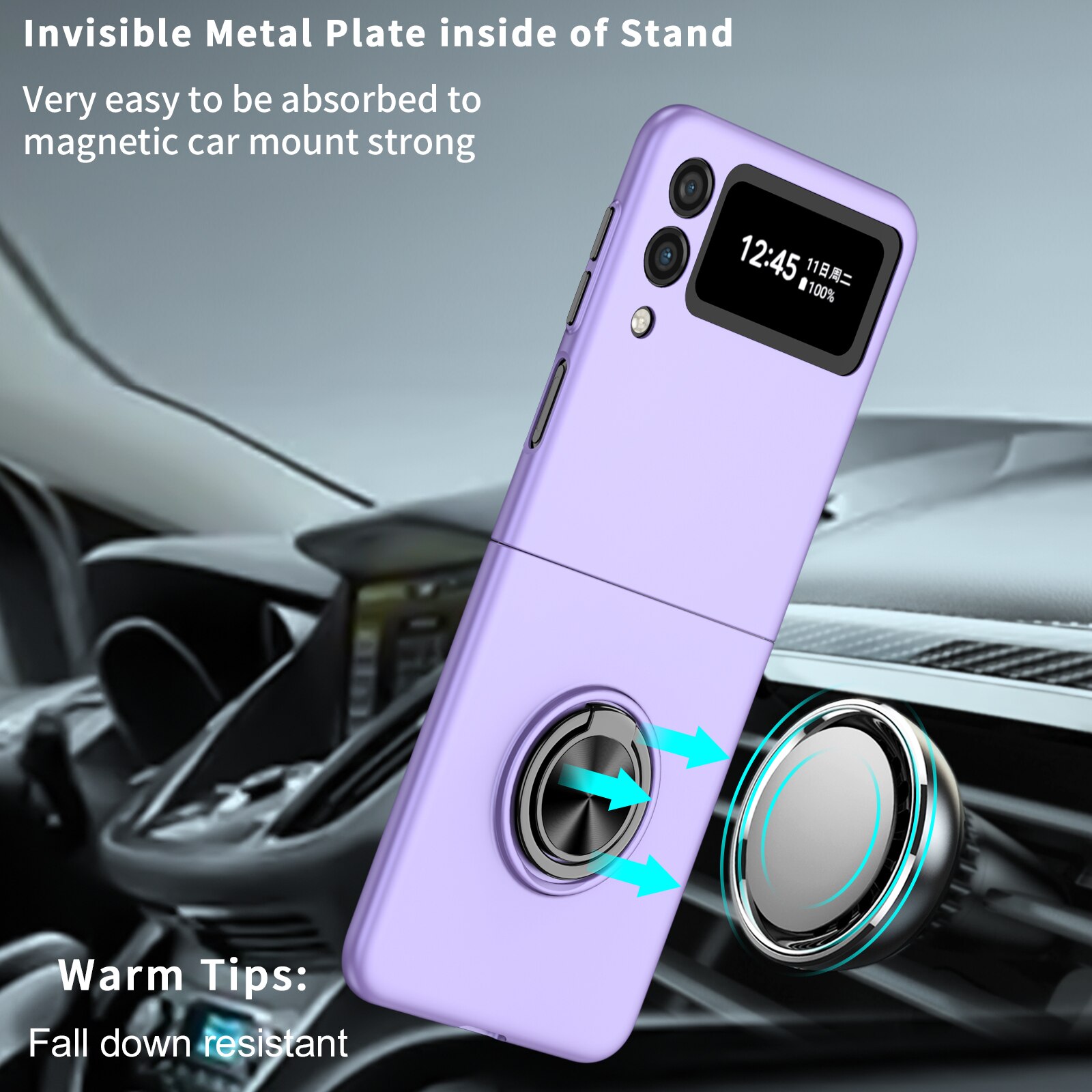 Funda con anillo antiarañazos para Samsung Galaxy Z Flip 3 5G Flip3, funda protectora antideslizante para Samsung Z Flip 3