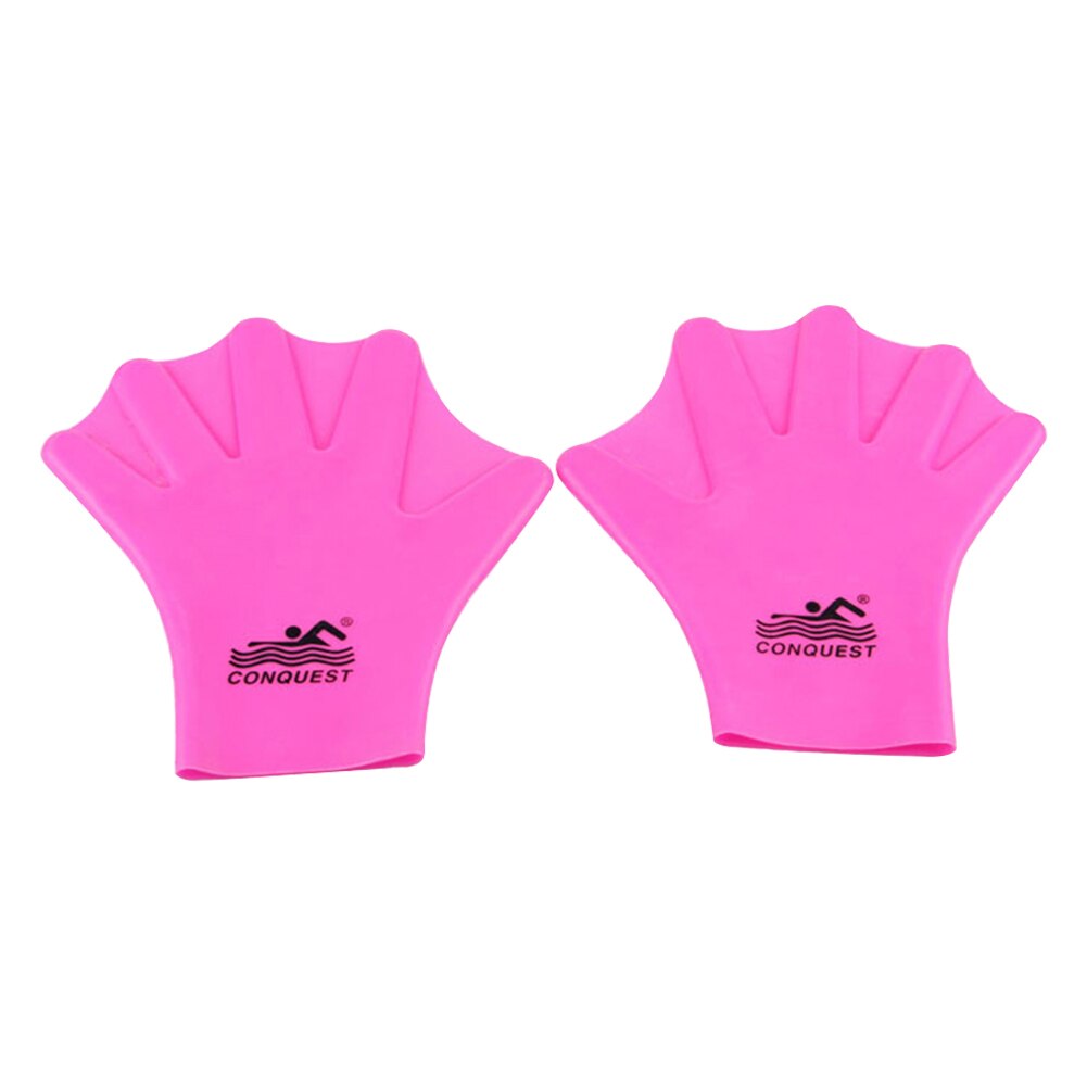 1 Pair Diving Swimming Gloves Aquatic Fitness Water Resistance Aqua Fit Paddle Training Fingerless Gloves: Pink / Adult