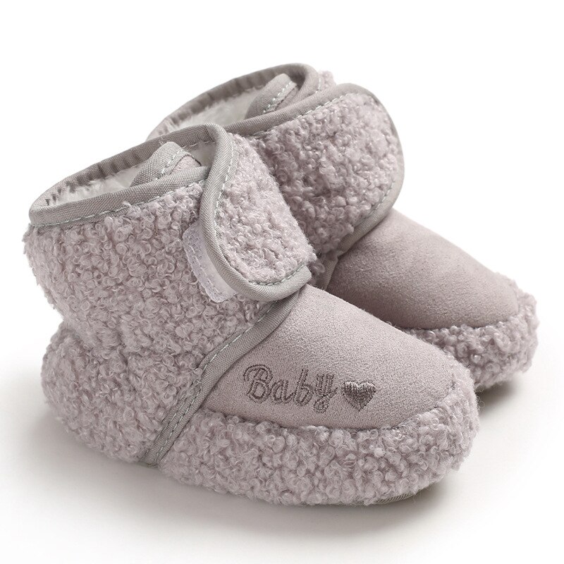 Baby vinter varm første vandrere bomuld baby sko søde spædbarn baby drenge piger sko blød sål indendørs sko: B221- grå / 7-12 måneder