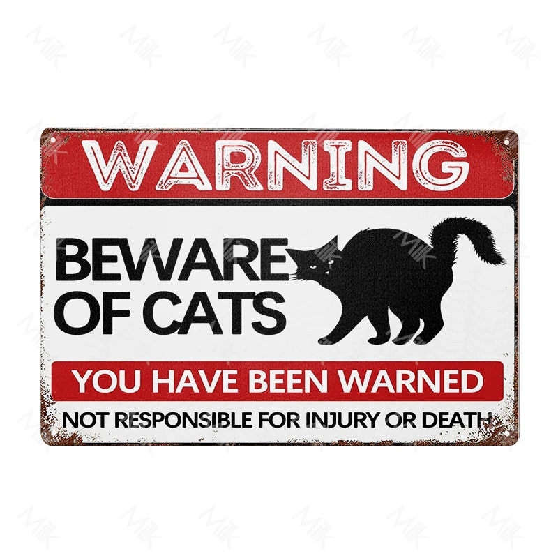 Vorsicht vor Katzenschild – Aluminium – Katzen-Türschilder – Attacke Katze-Schild – niedliche Katzen-Warnschilder für Katzen, Kätzchen-Liebhaber, Zuhause, Zimmer: 40x30 cm / WASSER GRÜN