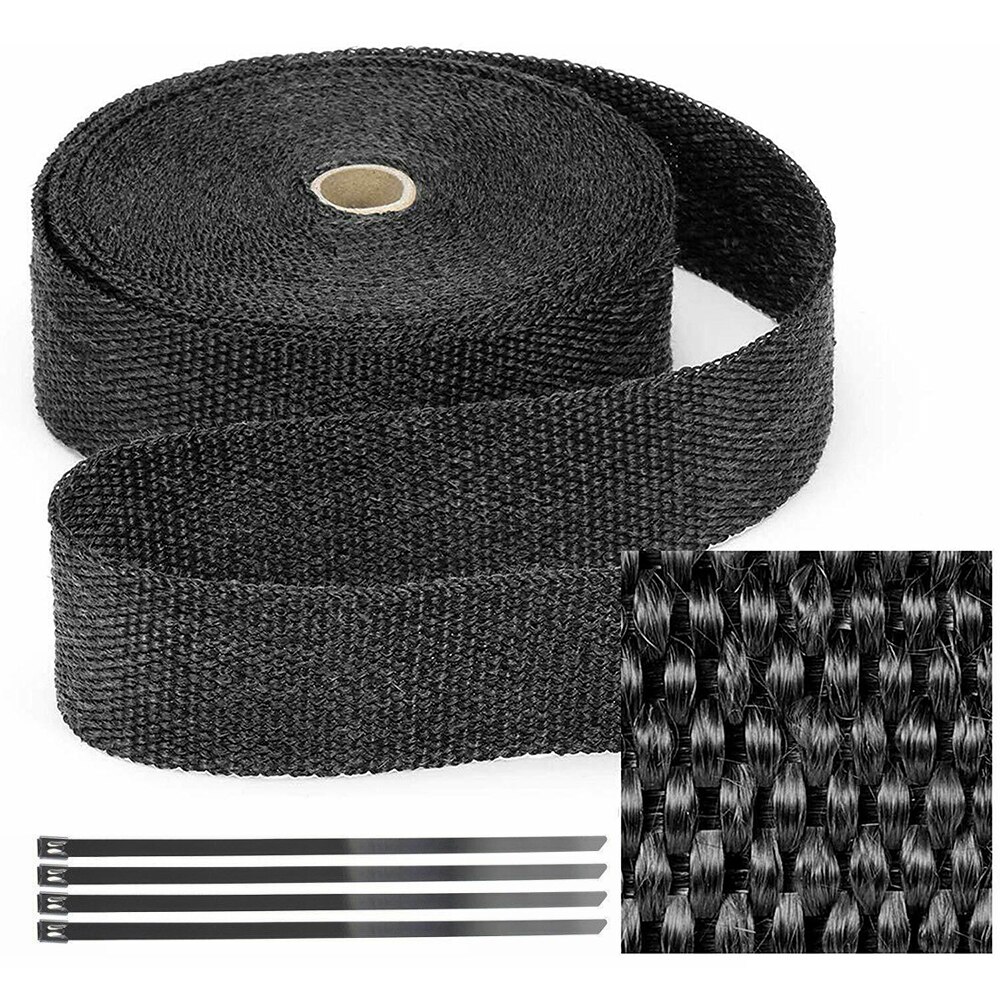 Tuyau d'échappement Anti-rouille avec bande de Protection en titane or, 10m, bande isolante thermique pour moto: Black