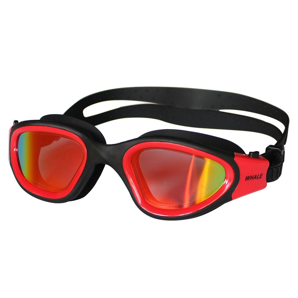 Voksen anti-tåge uv beskyttelseslinse mænd kvinder svømningsbriller vandtæt justerbare silikone svømmebriller i poolen: Rød-ingen taske