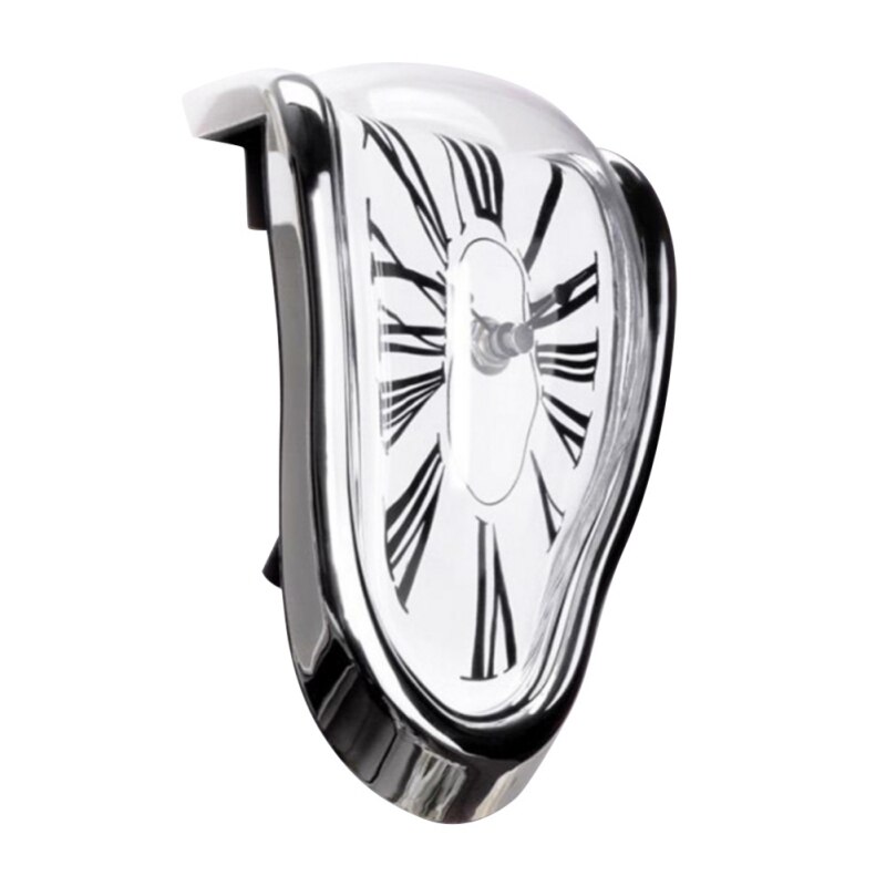 Melting Clock Watch Melting Time Flow Desktop Twisted Clock-Gold (without Battery): silk