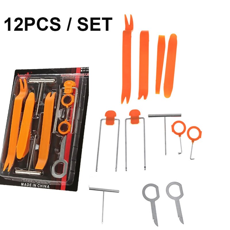 12pcs Set Car Hand Tool Car Audio Disassembly Tool Plastic Pry Bar Door Panel Disassembly Pry Panel Interior Clip Rocker Crowbar