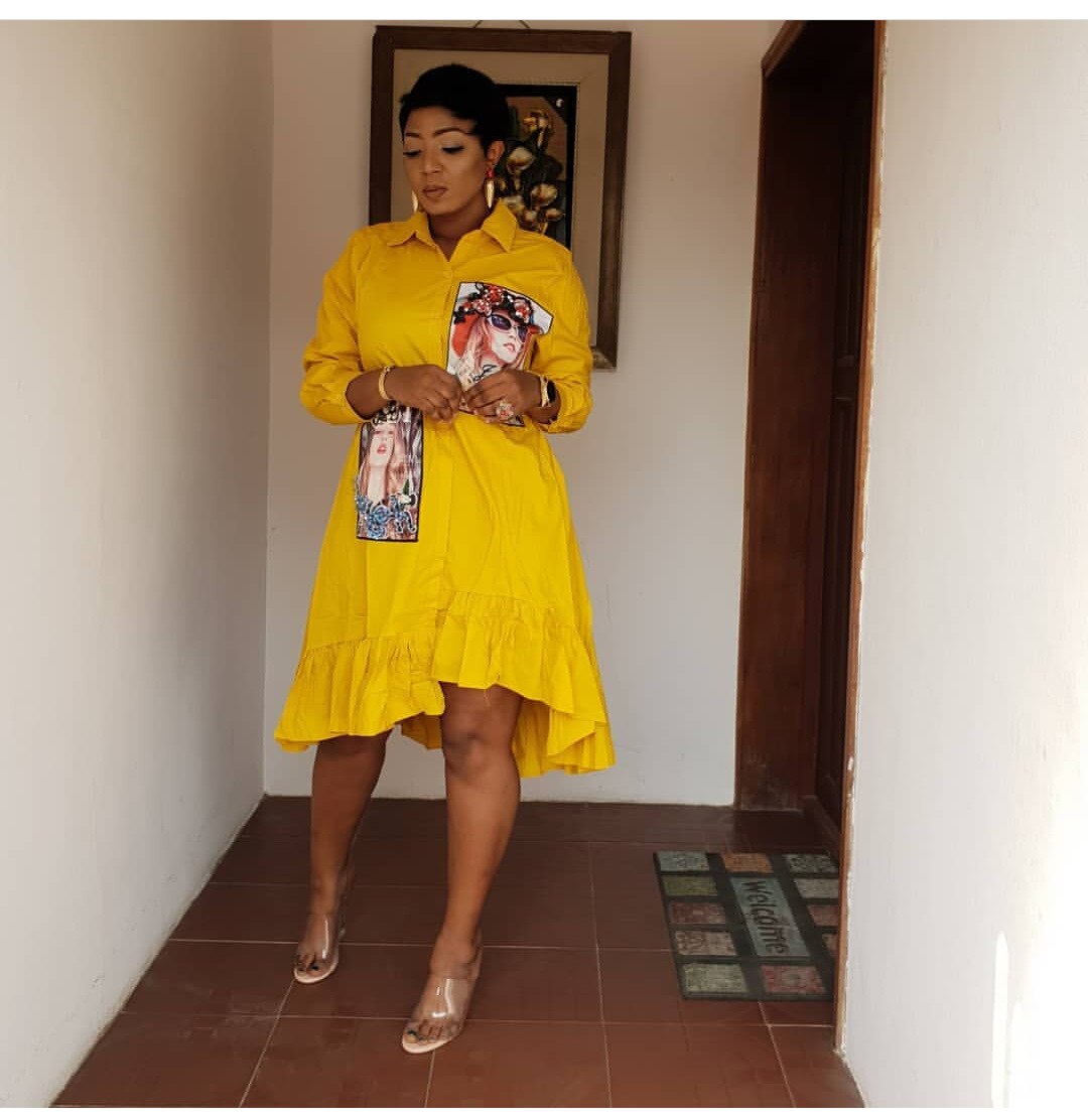 Plus Size African Clothing Summer African Print Beauty Head Beading Shirt Blouse Dress Women Cotton Irregular Dress: yellow