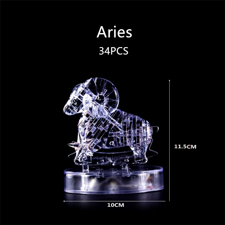 Assembly Horoscope 3D Crystal Puzzle Flashing LED Light Kids 12 Constellations Horoscope Jigsaw Puzzle Toys For Kids: Aries