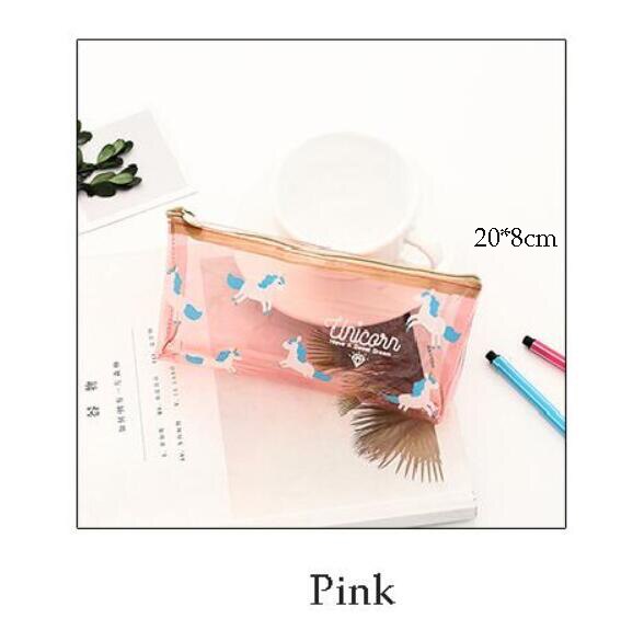 Estuche transparente de unicornio para lápices, estuche escolar de gran capacidad con cremallera, bolsa de almacenamiento, caja de suministros para la escuela, de papelería: 2