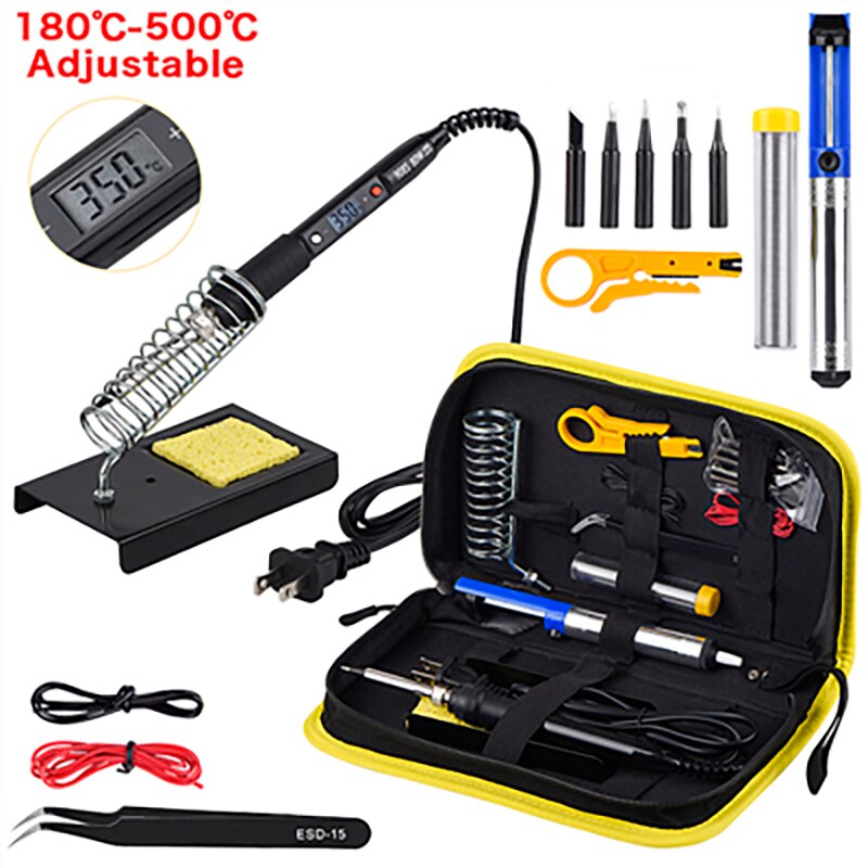 JCD Soldering Iron Tin Electric 80W 220V Adjustable Temperature Welding Tool Soldering Iron Stand Soldering Set for Diy Kit: 908S-22 / EU
