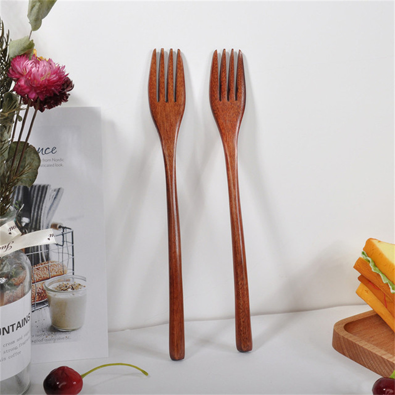 Tenedores para pastel, tenedor de postre de madera, tenedores para té, tenedor pequeño de bambú para aperitivos de frutas, vajilla, utensilios de , 1 Uds.