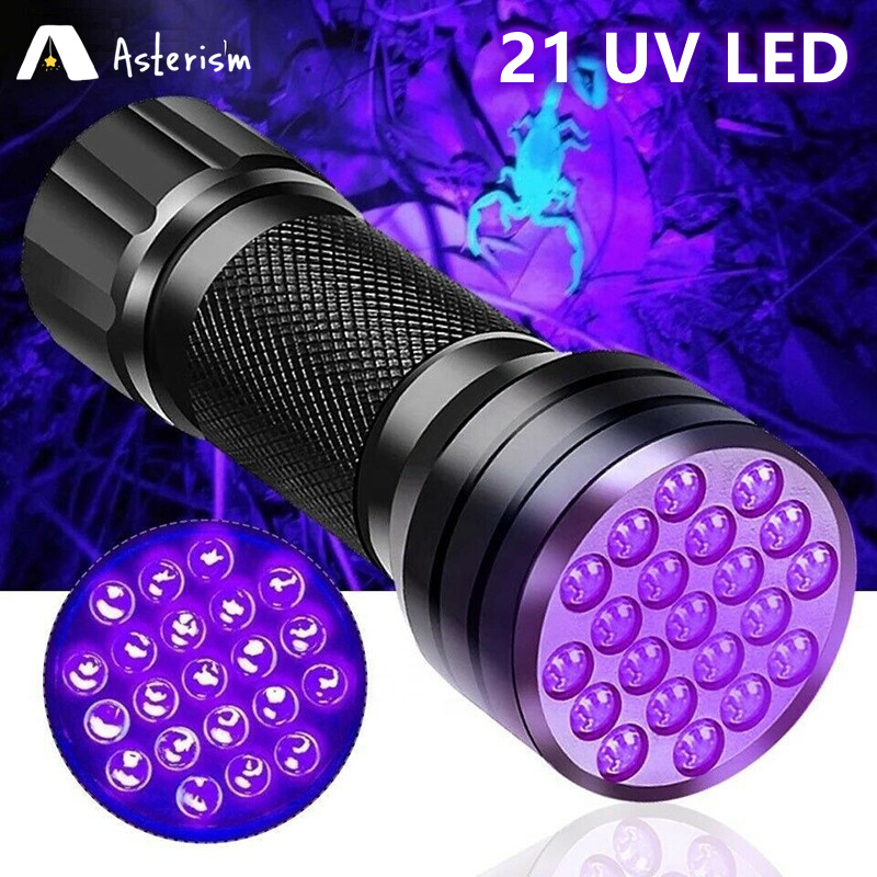 Linterna ultravioleta UV de 21 LED, luz negra de 395NM, Mini linterna de Flash para manchas de orina de mascotas, linternas portátiles de luz negra