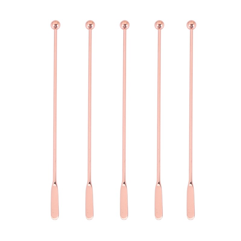 5Pcs Stainless Steel Stirrer Beverage Stirrers Stir Cocktail Swizzle Stick-Rose Gold-Straight Bar,19Cm: Default Title