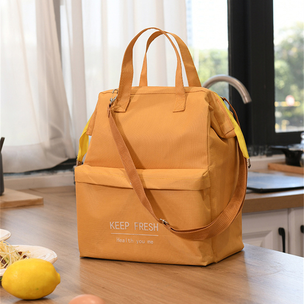 Foil Lunch Bags Macaron Waterproof Thermal Pack with Shoulder Strap Multifunctional Large Capacity Thickened Bento Handbag