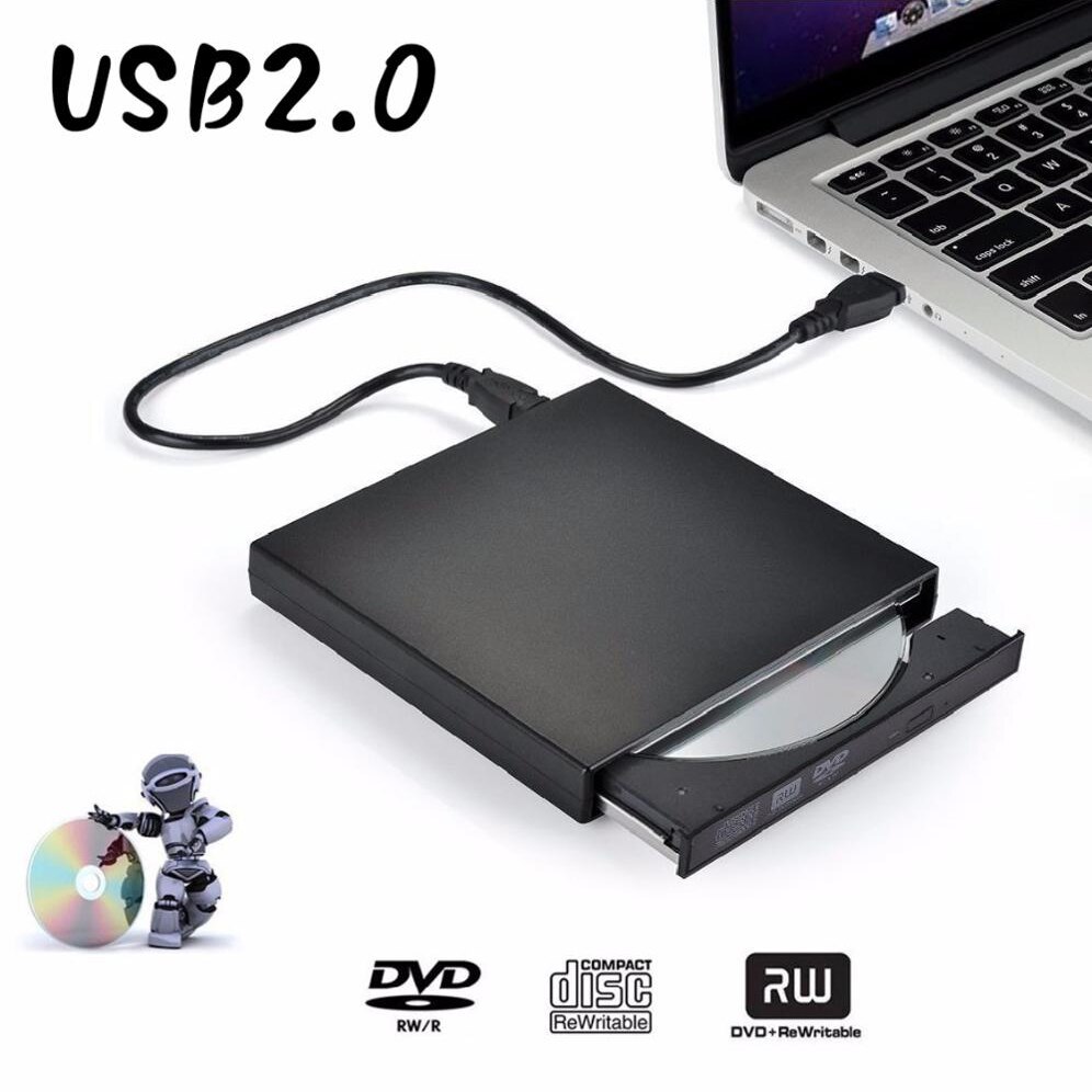 Unidad óptica de DVD externa USB 2,0, reproductor de CD/DVD-ROM, quemador de CD portátil Delgado, lector de grabadora portátil para iMac y portátil