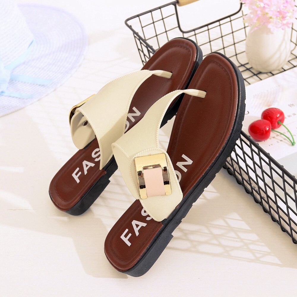 Zomer Vrouwen Schoenen Vrouwen Mode Platte Slides Romeinse Gesp Casual Slip Op Sandalen Vrouw Strand Schoenen Grote Maat slipper