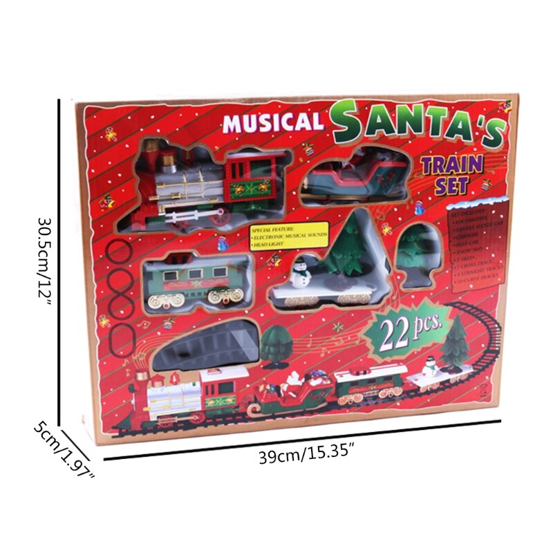 40JC Set Van 22Pcs Classic Musical Santa &#39;S Express Levering Elektrische Kerst Stoom Trein Set 412Cm Lengte Track Voor Kid