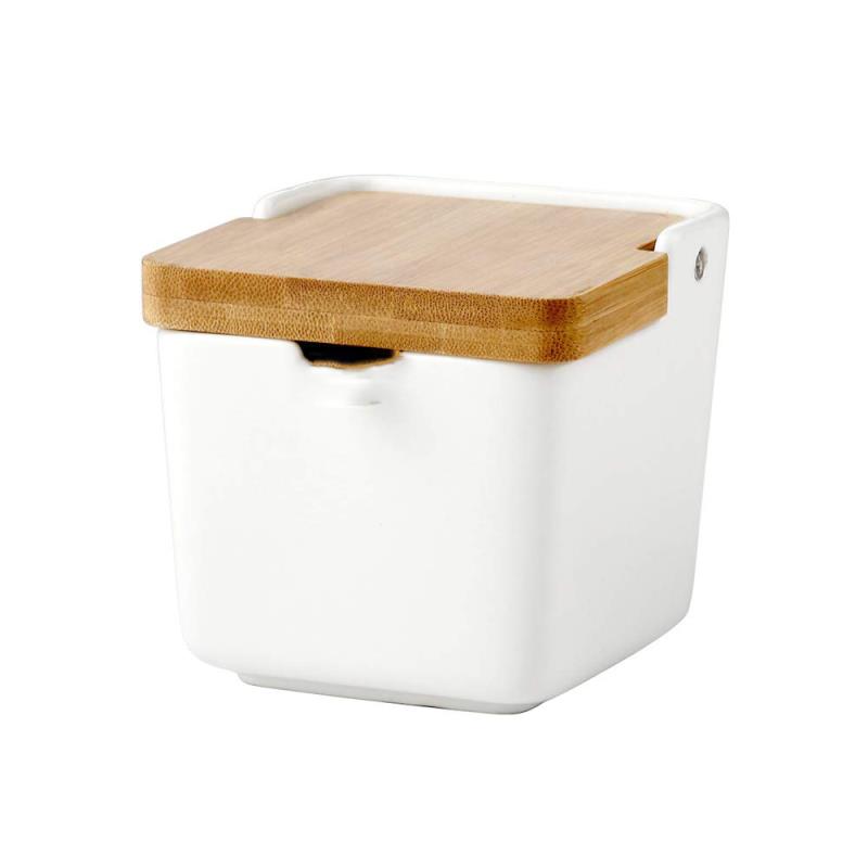 Homie Keramische Kruiderij Met Cover Suiker Container Zout Shaker Opslag Pot Huishoudelijke Kruiden Pot Bamboe Lade Kruidkruik Soja Kan: 1 PC