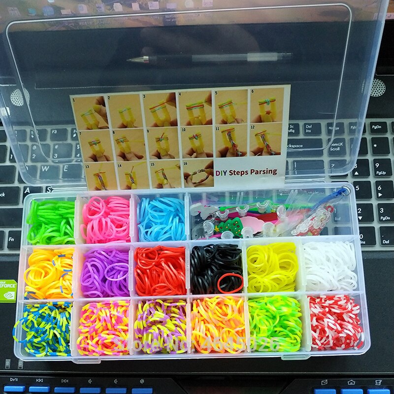 Caja de tejido de gomas para niños, pulsera elástica artesanal, Kit de artesanía, para niñas, juguetes para niños de 7, 8 y 10 años