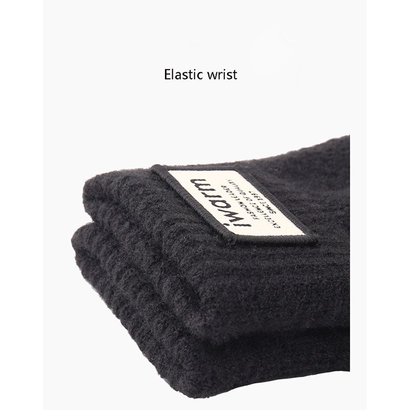 Winter Man Keep Warm Touch Screen Plus Velvet Inside Thicken Wool Knitting Gloves Outdoor Wear-Resistant Anti-Slip