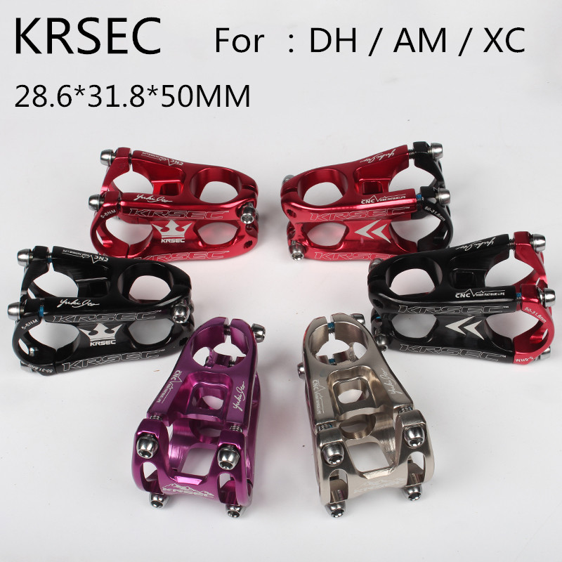 KRSEC MTB Mountainbike Stem CNC Radfahren Lenker Fahrrad Vorbauten Kreuz Land Rennrad Zubehör 31.8*28.6*50mm