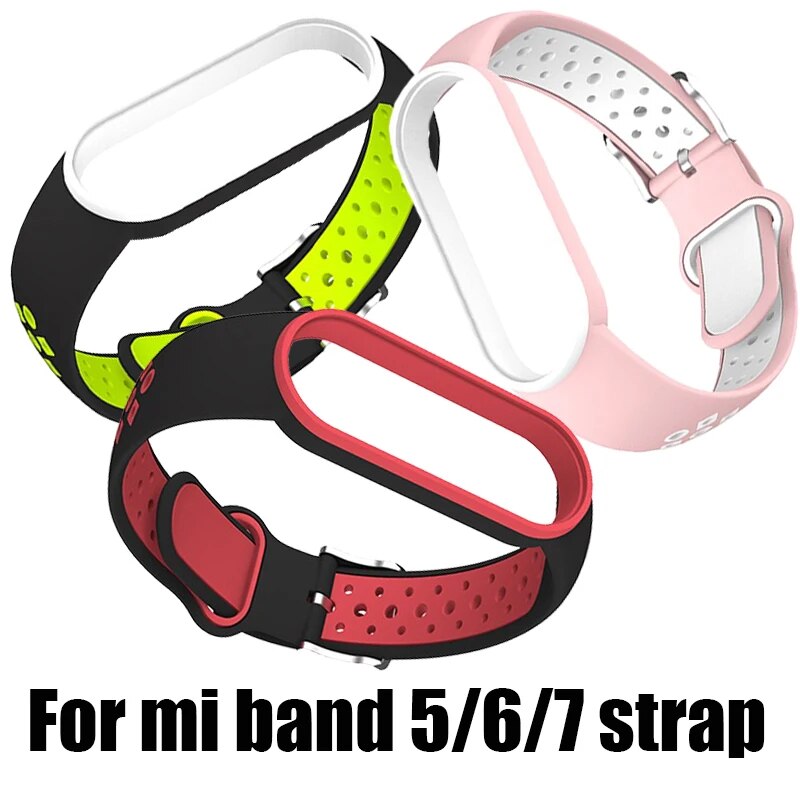 Para Xiaomi Mi Band 7/6/5/4/3 Correa de doble Color pulsera de silicona reemplazo para Xiaomi Band 4 MiBand 5 6 correas