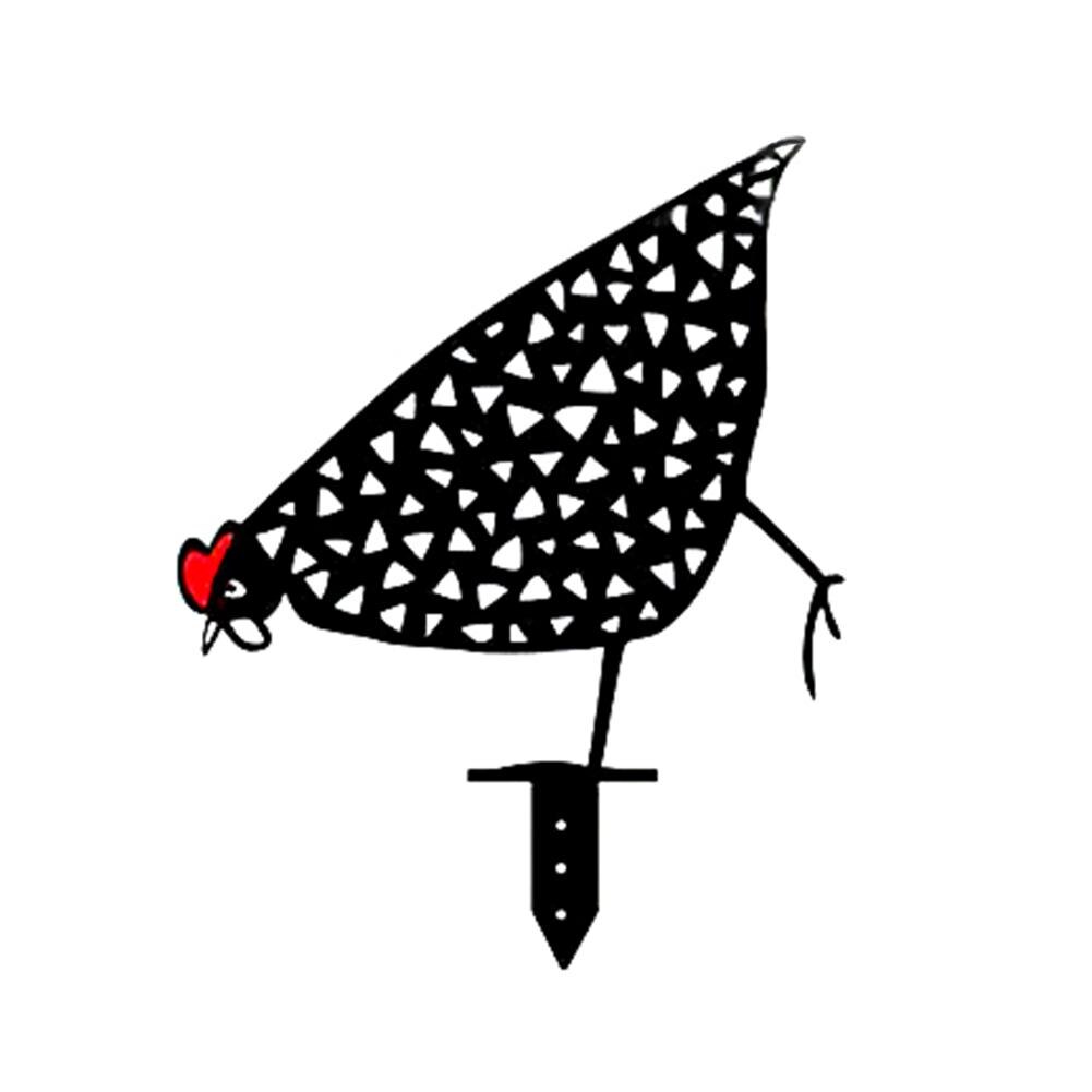 Metal Chicken Yard Art Silhouette Stake For Garden Country Yard Art Rooster Decoration