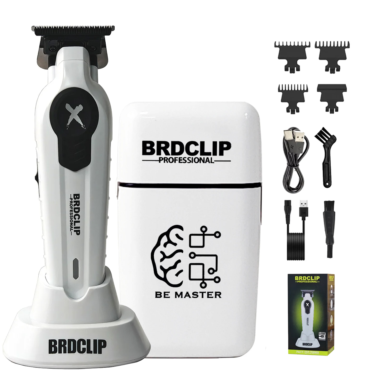 Professionele BRDCLIP Wit FA1T FK701 Set Tondeuse 7700 RPM 7000 RPM Elektrisch Scheerapparaat voor Heren Trimmer met Oplaadstation: Rood