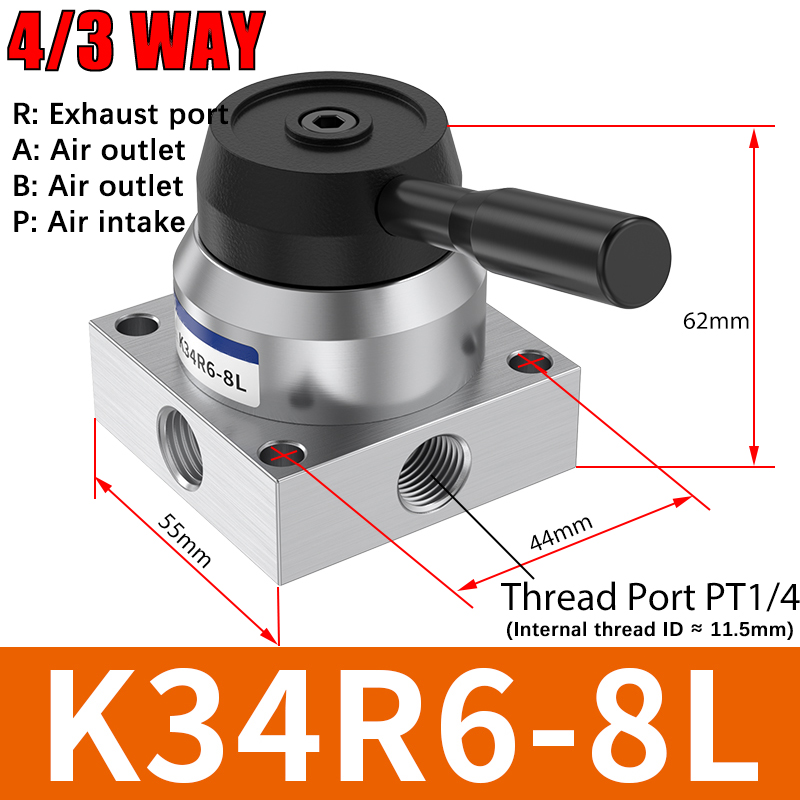 Manuel ventil/manuel kontakt/manuel retningsventil/manuel styringsluftventil hv -02 hv-03 hv-04 trevejs firevejsventil: Rosenrød