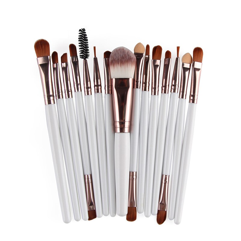 15pc Makeup Brushes Soft Nylon Hair Cosmetic Tools Portable Powder Eye Shadow Foundation Blush Blending Beauty Tools косметика